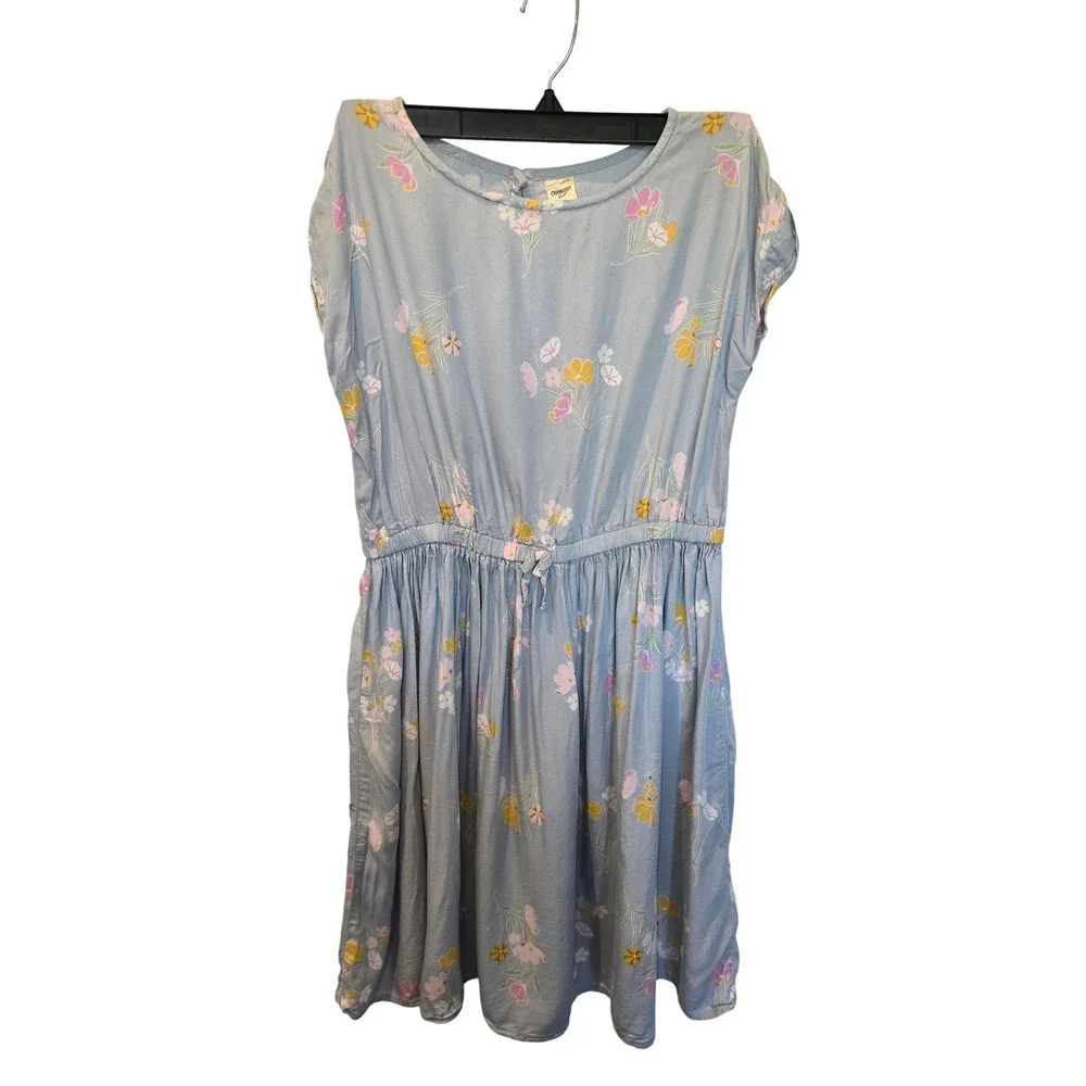 OshKosh Bgosh Girls Blue‎ Floral Viscose Dress Size 14 OSH89379-IGP
